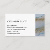 Abstraktes Gold und subtile blaue Alkohol Tinte Fl Visitenkarte (Rückseite)