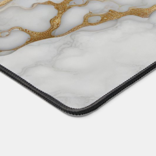 Abstraktes Gold und weißes Marmor Schreibtischunterlage (Ecke)