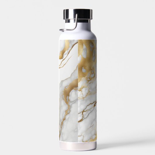 Abstraktes Gold und weißes Marmor Trinkflasche (Rechts)