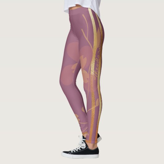 Abstraktes Gold Violett Leggings (Links)