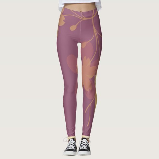 Abstraktes Gold Violett Leggings (Vorderseite)