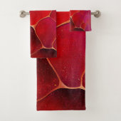 Abstraktes Gold Web über Violet, Lila und Magenta Badhandtuch Set (Insitu)