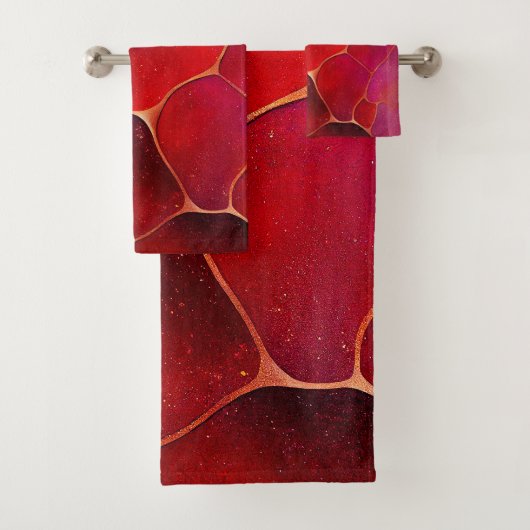 Abstraktes Gold Web über Violet, Lila und Magenta Badhandtuch Set (Insitu)