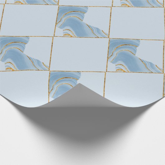 Abstraktes, goldblauer Marmormuster Geschenkpapier (Ecke)
