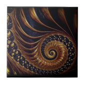 Abstraktes Golden Black Fraktal Keramik Tile Fliese (Vorderseite)
