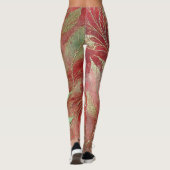 Abstraktes Golden Olive LEAF Kunstwerk Stil 28 Leggings (Rückseite)