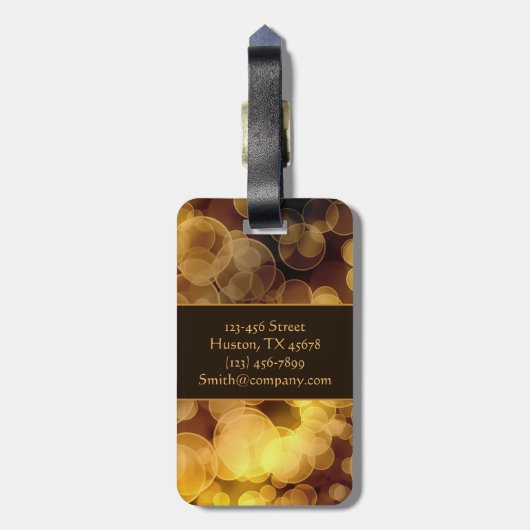 Abstraktes goldenes Bokeh Gepäckanhänger (Rückseite vertikal)