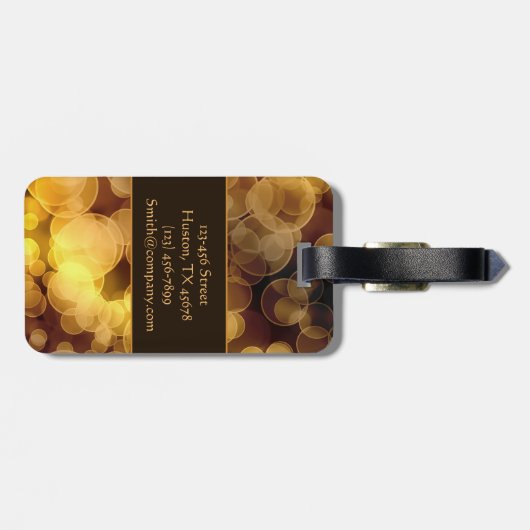 Abstraktes goldenes Bokeh Gepäckanhänger (Rückseite horizontal)