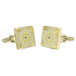 Abstraktes Goldenes Gelbes Symmetrisches Fraktal Manschettenknöpfe Gold