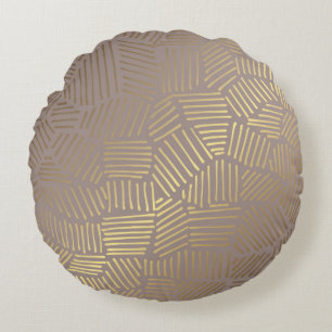 Abstraktes goldenes Linienmuster Rundes Kissen