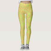 Abstraktes goldgrünes Blumenmuster Leggings (Vorderseite)