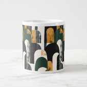 Abstraktes goldgrünes Schwarz und Weiß Jumbo-Tasse (Vorderseite)