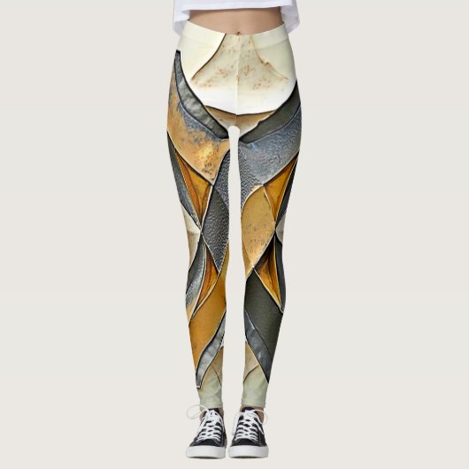 Abstraktes Goldmetalldesign Leggings (Vorderseite)
