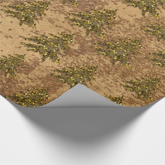 Abstraktes Goldpapier und funkelnd Goldbaum Geschenkpapier (Ecke)