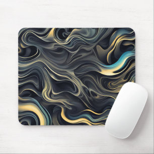 Abstraktes Goldrauchdesign auf schwarz Mousepad
