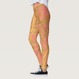 Abstraktes Goldrosa Leggings