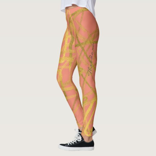 Abstraktes Goldrosa Leggings (Links)