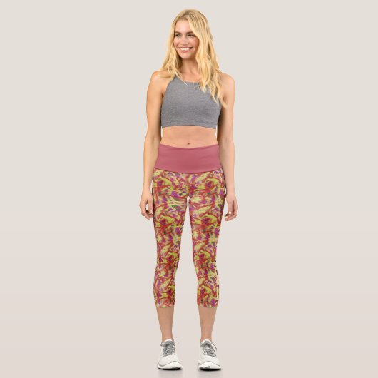 Abstraktes Graffiti-Muster Pinsel personalisiert Capri Leggings (Vorderseite)