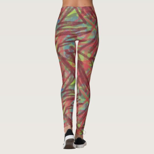 Abstraktes Graffiti-Muster Pinselstriche Leggings (Rückseite)
