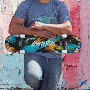 Abstraktes Graffiti Pop-Art - Mutig Leben um zu Fa Skateboard