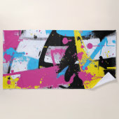 Abstraktes Graffiti-Spritzer Urban Pop Art Strandtuch (Vorderseite)