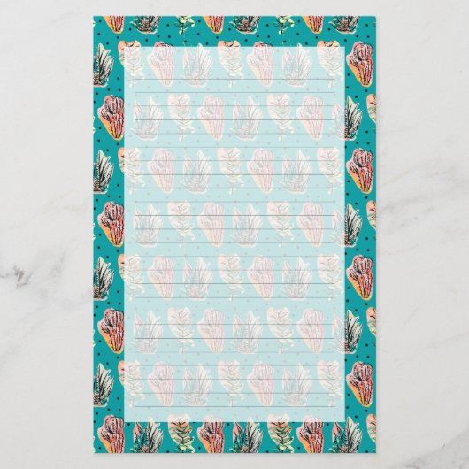 Abstraktes grafisches Kaktussucculent-Muster Briefpapier (Vorderseite)