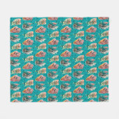 Abstraktes grafisches Kaktussucculent-Muster Fleecedecke (Vorderseite (Horizontal))