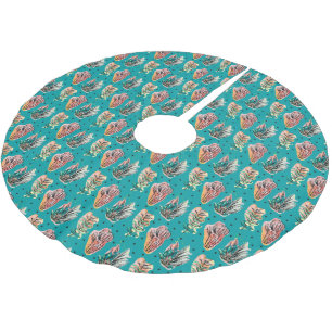 Abstraktes grafisches Kaktussucculent-Muster Polyester Weihnachtsbaumdecke