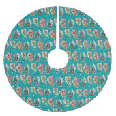 Abstraktes grafisches Kaktussucculent-Muster Polyester Weihnachtsbaumdecke (Vorderseite)