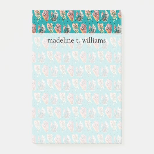 Abstraktes grafisches Kaktussucculent-Muster Post-it Klebezettel (Vorderseite)