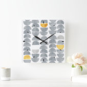 Abstraktes graues Aquarellmuster Quadratische Wanduhr (Zuhause)