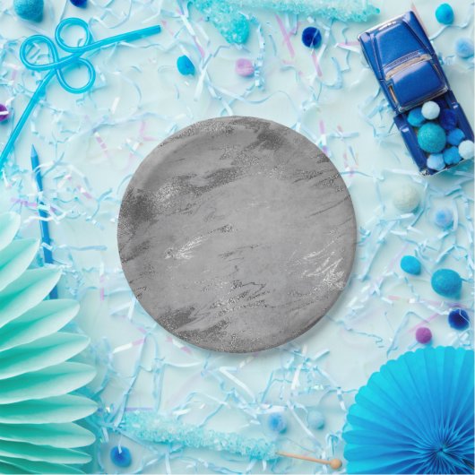 Abstraktes graues Graphit Silver Marble Party Vip Pappteller (Party)