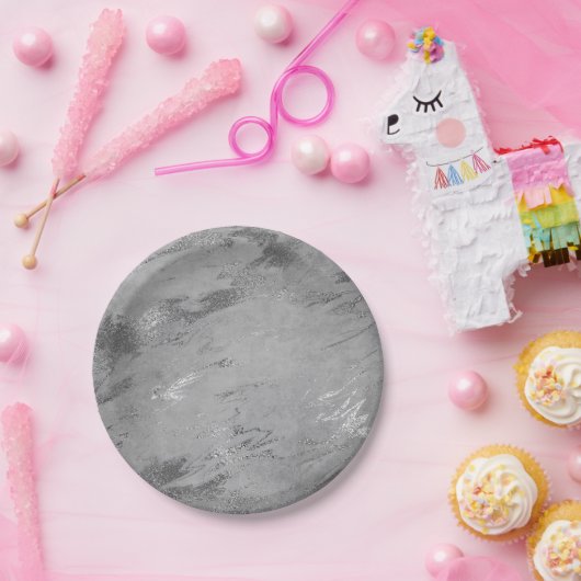 Abstraktes graues Graphit Silver Marble Party Vip Pappteller (Party)