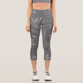 Abstraktes graues Marmormuster Capri Leggings (Vorderseite)