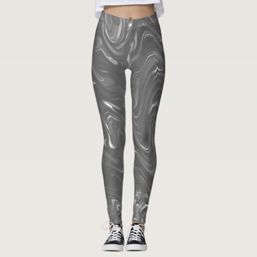 Abstraktes graues Marmormuster Leggings (Vorderseite)