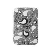 Abstraktes graues und weißes Tulip Paisley-Muster Badematte (Vorderseite Vertikal)