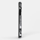 Abstraktes graues und weißes Tulip Paisley-Muster Case-Mate iPhone Hülle (Hinten/Rechts)