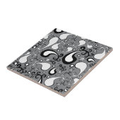 Abstraktes graues und weißes Tulip Paisley-Muster Fliese (Seite)