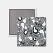 Abstraktes graues und weißes Tulip Paisley-Muster Magnet (Vorderseite/Rückseite)