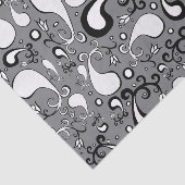 Abstraktes graues und weißes Tulip Paisley-Muster Seidenpapier (Ausschnitt)