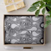 Abstraktes graues und weißes Tulip Paisley-Muster Seidenpapier (Geschenk)