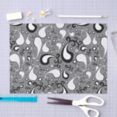 Abstraktes graues und weißes Tulip Paisley-Muster Seidenpapier (Handwerk)