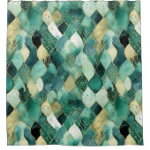 Abstraktes Green Gold Duschvorhang (Vorderseite)