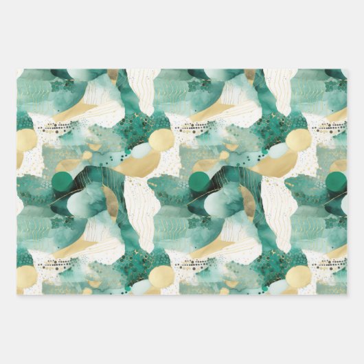 Abstraktes Green Gold Geschenkpapier Set (Vorderseite 3)
