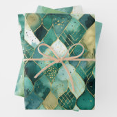 Abstraktes Green Gold Geschenkpapier Set (Beispiel)