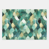 Abstraktes Green Gold Geschenkpapier Set (Vorderseite)