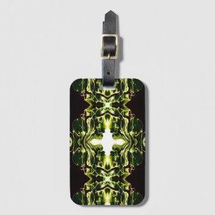 Abstraktes Green Gold Schwarz-weiß Paint Fluid Art Gepäckanhänger