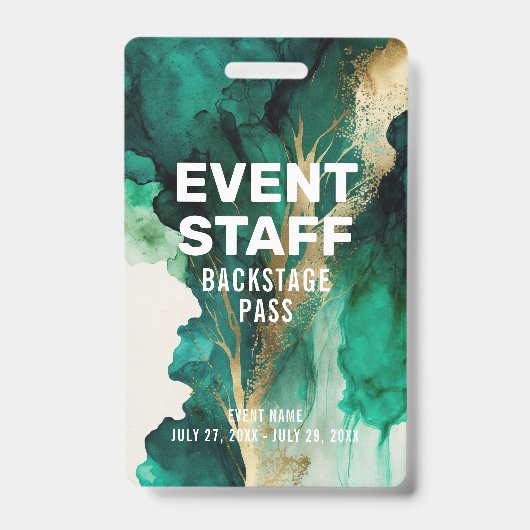 Abstraktes Green Gold Staff Backpass ID Abzeichen Ausweis (Vorderseite)