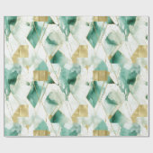 Abstraktes Green Gold White Geschenkpapier (Flach)