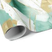 Abstraktes Green Gold White Geschenkpapier (Rolleneckpunkt)